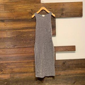 Vertical Striped Black and White Midi Dress